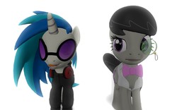 Size: 1680x1050 | Tagged: safe, artist:pinkie diane roosevelt phd, dj pon-3, octavia melody, vinyl scratch, g4, 3d, gmod, monocle