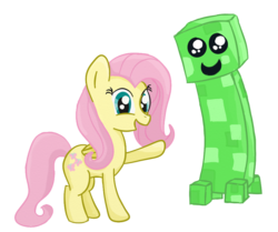 Size: 901x755 | Tagged: safe, artist:evetssteve, fluttershy, pegasus, pony, g4, creeper, female, mare, minecraft, simple background, transparent background