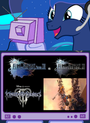 Size: 562x769 | Tagged: safe, princess luna, gamer luna, g4, disney, e3, exploitable meme, final fantasy, kingdom hearts, playstation 4, tv meme