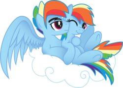 Size: 1003x719 | Tagged: safe, artist:drawponies, artist:jakage, rainbow dash, pegasus, pony, g4, cloud, duo, female, male, on a cloud, rainbow blitz, rule 63, self ponidox, selfcest, ship:dashblitz, shipping, straight