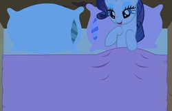 Size: 691x446 | Tagged: safe, screencap, rarity, g4, look before you sleep, bed, female, golden oaks library, lidded eyes, solo