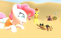 Size: 1680x1050 | Tagged: safe, artist:pinkie diane roosevelt phd, braeburn, pinkie pie, cyndaquil, geodude, gigalith, golem, krookodile, sandile, g4, 3d, gmod, nintendo, pokémon, scraggy