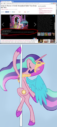 Size: 994x2190 | Tagged: safe, artist:arrkhal, princess celestia, alicorn, pony, g4, article, butt, eyes closed, female, moral panic, pinklestia, plot, pole dancing, solo, spread wings, stripper, stripper pole, wings