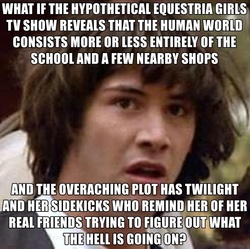 Size: 551x549 | Tagged: safe, equestria girls, g4, conspiracy keanu, exploitable meme, insane fan theory, keanu reeves, meme, meta, ontological mystery