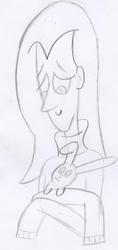 Size: 758x1600 | Tagged: safe, artist:terrifyinggiraffe, angel bunny, fluttershy, g4, humanized, monochrome, skinny, thin