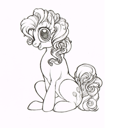 Size: 1280x1365 | Tagged: safe, artist:fillyphalanx, pinkie pie, g4, female, lineart, monochrome, solo