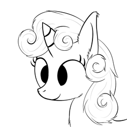 Size: 1024x1024 | Tagged: safe, artist:newlunaticrepublic, sweetie belle, g4, female, monochrome, solo