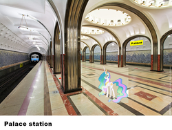 Size: 900x675 | Tagged: safe, princess celestia, g4, 1000 hours in ms paint, canterlot, female, irl, metro, moscow, ms paint, photo, russia, solo, subway, subway trains, underground, Метровагонмаш