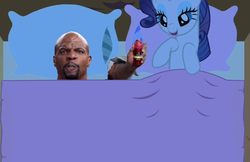 Size: 682x441 | Tagged: safe, rarity, g4, bed, old spice, old spice guy, power, powerrrrrr, terry crews