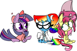 Size: 1225x818 | Tagged: safe, artist:mushroomcookiebear, fluttershy, rainbow dash, twilight sparkle, g4, andrea libman, ashleigh ball, chichi, dragon ball, johnny test, mary test, tara strong, the fairly oddparents, timmy turner, voice actor joke, young chi-chi