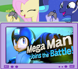 Size: 1116x996 | Tagged: safe, fluttershy, princess luna, pegasus, pony, gamer luna, g4, e3, exploitable meme, female, gamer meme, gamershy, mare, mega man (series), super smash bros., super smash bros. 4, tv meme