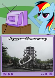 Size: 492x698 | Tagged: safe, rainbow dash, g4, exploitable meme, german dash, germany, playground, rainbow dash salutes, tv meme