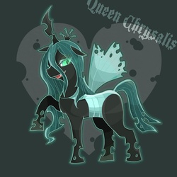 Size: 700x700 | Tagged: safe, artist:hiiko, queen chrysalis, changeling, changeling queen, g4, crown, female, jewelry, pixiv, regalia, solo