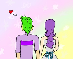 Size: 1280x1024 | Tagged: safe, artist:15madycat, rarity, spike, g4, female, heart, humanized, male, ship:sparity, shipping, straight