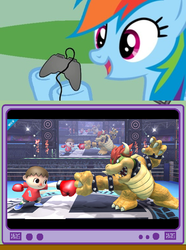 Size: 564x760 | Tagged: safe, rainbow dash, g4, animal crossing, bowser, exploitable meme, gamerdash, male, super mario, super smash bros., super smash bros. 4, tv meme, villager