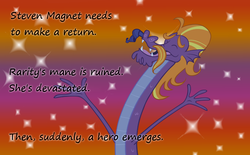 Size: 800x496 | Tagged: safe, rarity, steven magnet, g4, female, hero, insane pony thread, mane, solo, tumblr