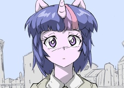 Size: 600x424 | Tagged: safe, artist:twilightlimits, twilight sparkle, human, g4, eared humanization, female, horn, horned humanization, humanized, pony coloring, solo