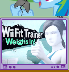 Size: 558x586 | Tagged: safe, rainbow dash, g4, exploitable meme, gamerdash, super smash bros., super smash bros. 4, tv meme, wii fit, wii fit trainer