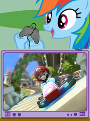 Size: 564x760 | Tagged: safe, rainbow dash, g4, exploitable meme, gamerdash, gravity, male, mario, mario kart, mario kart 8, super mario, tv meme