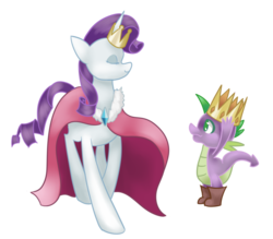 Size: 1100x964 | Tagged: safe, artist:nalenthi, princess platinum, rarity, spike, g4, crown, female, male, ship:sparity, shipping, straight