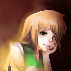 Size: 600x600 | Tagged: dead source, safe, artist:loyaldis, applejack, equestria girls, g4, candle, crying, female, humanized, sad, solo