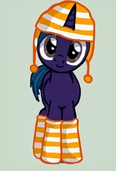 Size: 556x819 | Tagged: safe, artist:dusk sparks, oc, oc only, clothes, cozy pony, socks, solo, striped socks