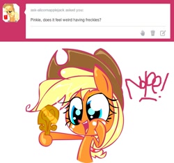 Size: 924x864 | Tagged: safe, artist:mushroomcookiebear, applejack, pinkie pie, g4, female, simple background, solo, tumblr, wtf