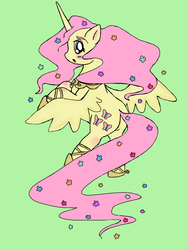 Size: 1024x1365 | Tagged: safe, artist:imperfectpancakes, fluttershy, alicorn, pony, g4, alicornified, blushing, female, flower, flower in hair, fluttercorn, race swap, solo