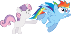 Size: 5110x2431 | Tagged: safe, artist:qazwsx302, rainbow dash, sweetie belle, g4, sleepless in ponyville, rainbow derp, simple background, transparent background, vector