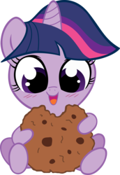 Size: 3000x4366 | Tagged: safe, artist:stepandy, twilight sparkle, pony, g4, blushing, chibi, cookie, cute, female, micro, simple background, solo, transparent background, twiabetes
