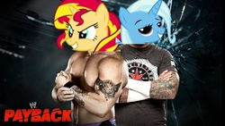 Size: 642x361 | Tagged: safe, sunset shimmer, trixie, pony, g4, chris jericho, cm punk, payback, wwe