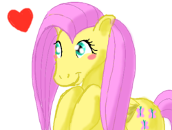 Size: 450x340 | Tagged: safe, artist:judith-estelle, fluttershy, horse, g4, blushing, deviantart muro, female, heart, solo