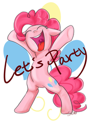 Size: 755x1000 | Tagged: safe, artist:sion, pinkie pie, earth pony, pony, g4, bipedal, female, party, solo