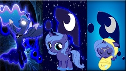 Size: 1920x1080 | Tagged: safe, artist:mr-kennedy92, princess luna, pony, g4, baby, baby pony, blanket, clothes, collage, cutie mark, filly, foal, pin, shoes, vector, wallpaper, woona