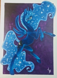 Size: 623x843 | Tagged: safe, artist:angelicaannblack, princess luna, g4, female, rearing, solo, traditional art