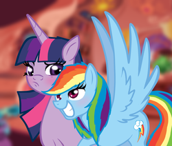 Size: 500x423 | Tagged: safe, artist:sarath-15, rainbow dash, twilight sparkle, g4, blushing, female, lesbian, ship:twidash, shipping, wingboner