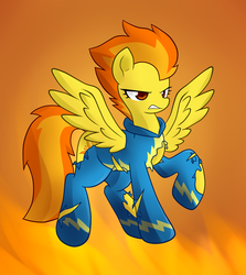 Size: 2676x3000 | Tagged: safe, artist:hidden-cat, spitfire, pegasus, pony, g4, clothes, female, solo, torn clothes, uniform, wardrobe malfunction, wonderbolts uniform