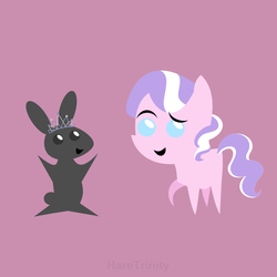 Size: 601x601 | Tagged: safe, artist:haretrinity, diamond tiara, rabbit, g4, accessory swap, pointy ponies, tiara