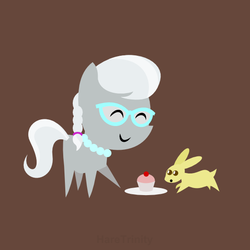 Size: 601x601 | Tagged: safe, artist:haretrinity, silver spoon, rabbit, g4, cake, pointy ponies