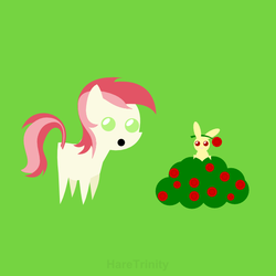 Size: 601x601 | Tagged: safe, artist:haretrinity, roseluck, rabbit, g4, bush, flower, pointy ponies, rose