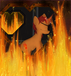 Size: 800x854 | Tagged: safe, artist:bryce-schroeder, oc, oc only, pony, unicorn, female, fire, firebug, furnace, mare, solo