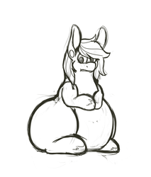 Size: 2239x2630 | Tagged: safe, artist:fatponi, oc, oc only, pony, belly, fat, impossibly large butt, male, monochrome, obese, sitting, solo, stallion, weight gain sequence