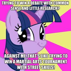 Size: 399x398 | Tagged: safe, twilight sparkle, g4, image macro, reaction image, text, twiface