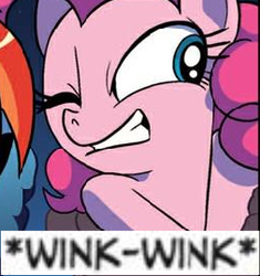 Size: 253x269 | Tagged: safe, idw, pinkie pie, g4, expand dong, exploitable meme, meme, wink