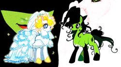 Size: 1500x835 | Tagged: safe, artist:memoneo, clothes, elphaba, glinda the good witch, hilarious in hindsight, ponified, wicked