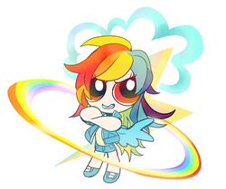 Size: 797x665 | Tagged: safe, artist:memoneo, rainbow dash, g4, crossover, female, pixiv, solo, the powerpuff girls