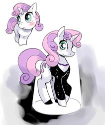 Size: 800x950 | Tagged: safe, artist:memoneo, sweetie belle, g4, clothes, cutie mark, older, wingding eyes