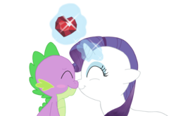 Size: 1280x843 | Tagged: safe, artist:wash-n-dry, rarity, spike, dragon, pony, unicorn, g4, female, magic, male, mare, ship:sparity, shipping, simple background, straight, transparent background
