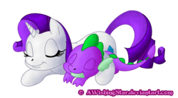 Size: 574x319 | Tagged: safe, artist:relaxn, rarity, spike, dragon, pony, unicorn, g4, female, male, mare, ship:sparity, shipping, simple background, spikelove, straight, transparent background