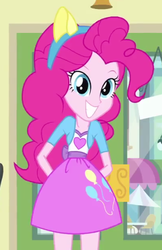 Size: 344x532 | Tagged: safe, screencap, pinkie pie, equestria girls, g4, my little pony equestria girls, clothes, cropped, fake ears, female, pony ears, skirt, solo